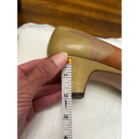Vintage BALLY Low Cone Heel Multicolor Closed Toe Patchwork Leather Pumps - Picture 3 of 7